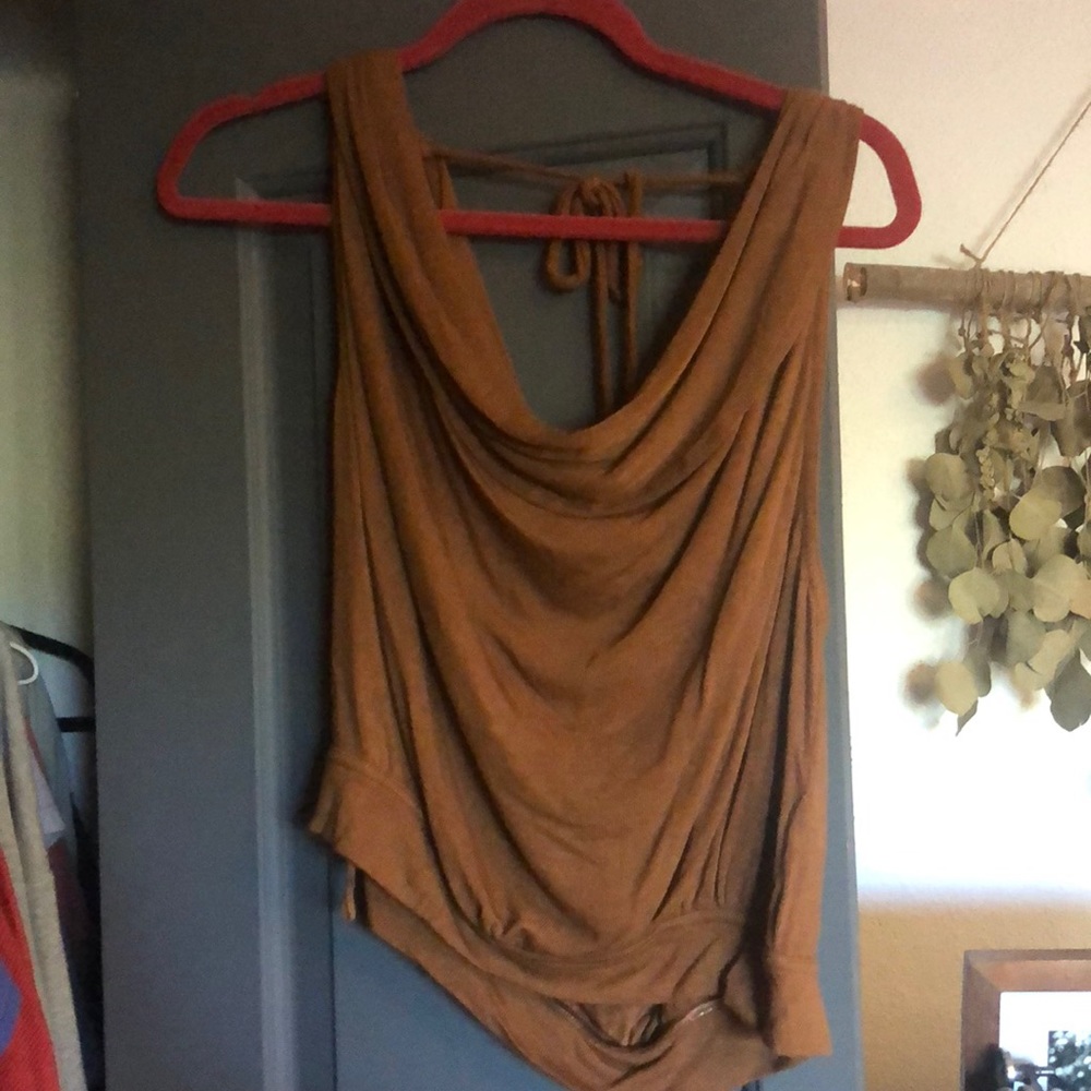 Free people rust cowl neck tank top.